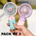 Mini fan, rechargeable, pack of 2